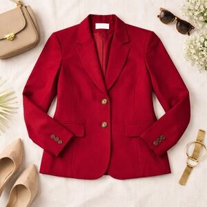 Vintage Pendleton Red Wool Blazer Jacket Womens Made in USA Pure Virgin Wool